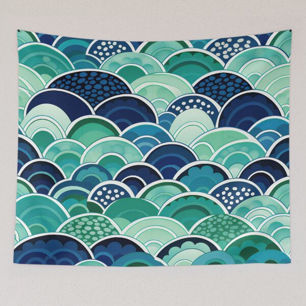 Item preview, Blue and GreenLucky Waves designed and sold by Hashola Designs.