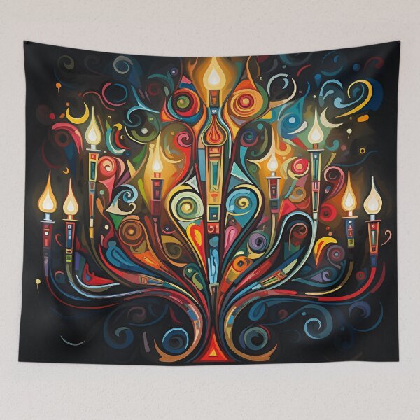 Item preview, abstract holiday menorah print designed and sold by dcrc.
