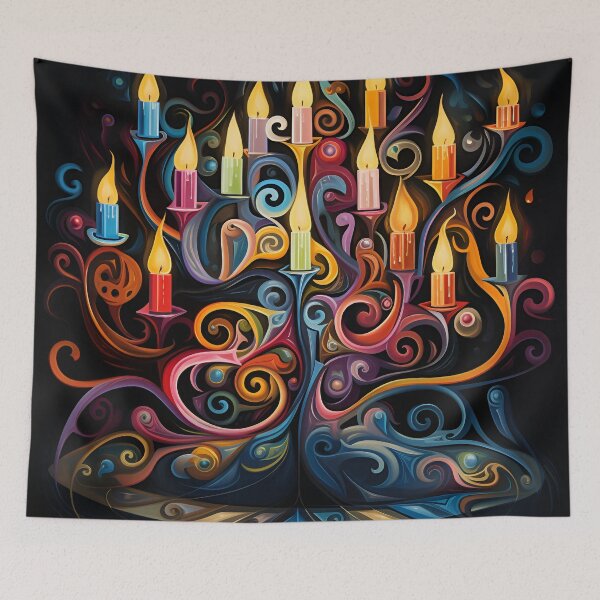 Item preview, abstract holiday menorah print designed and sold by dcrc.