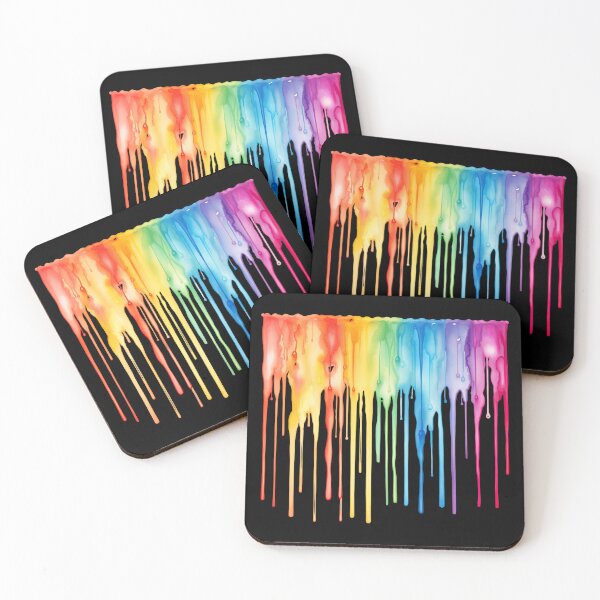 Item preview, Rainbow Watercolor Drips - Black designed and sold by FoxfireStardust.
