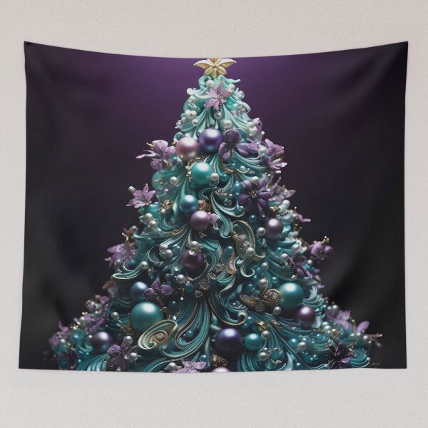 Item preview, teal and purple decorative christmas tree designed and sold by dcrc.