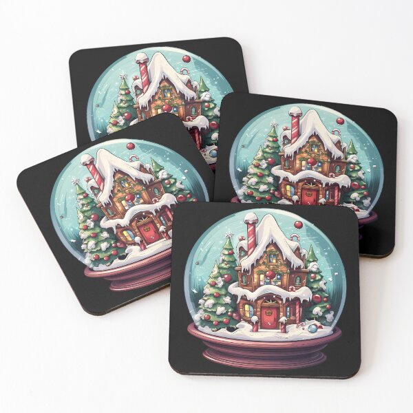 Artikelvorschau, Schneekugel mit weihnachtlichem Lebkuchenhaus, skurriler Weihnachtszauber entworfen und verkauft von meganohm.