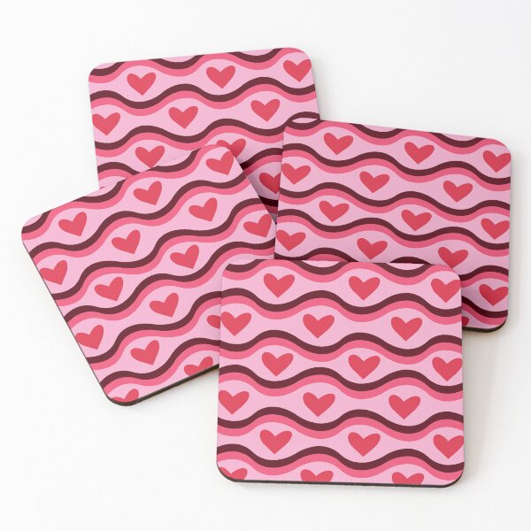 Item preview, Red Hearts on Groovy Retro Waves Pattern  designed and sold by Yasminepatterns .