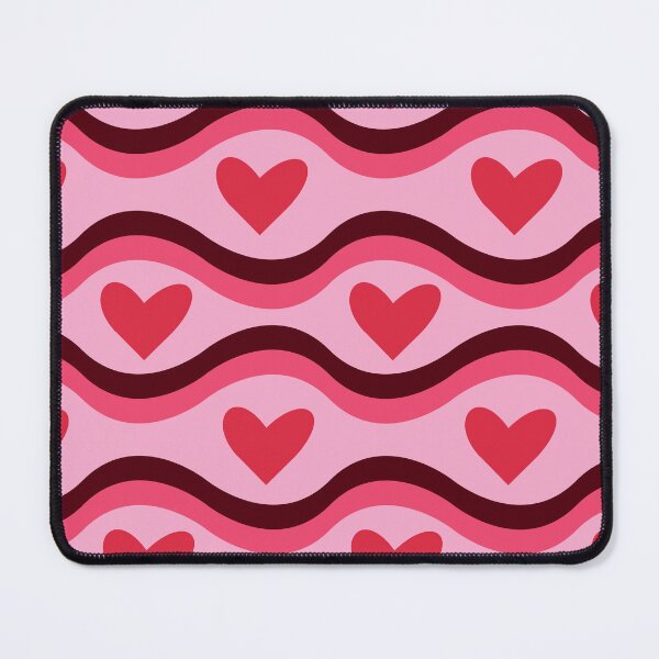 Item preview, Red Hearts on Groovy Retro Waves Pattern designed and sold by Yasminepatterns .