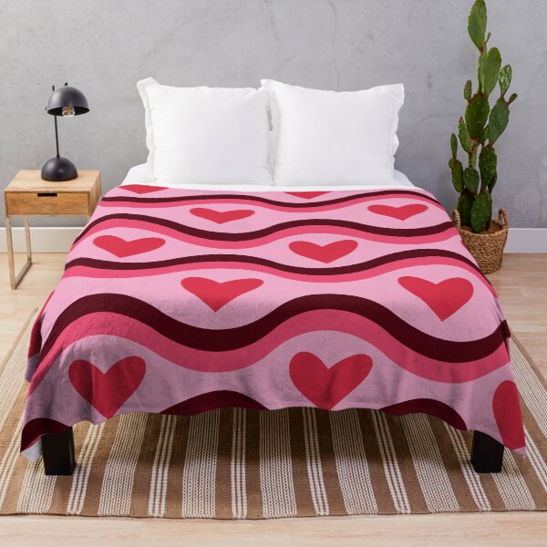 Item preview, Red Hearts on Groovy Retro Waves Pattern designed and sold by Yasminepatterns .