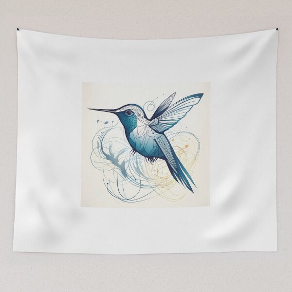 Item preview, drawn hummingbird designed and sold by DreamistStore.