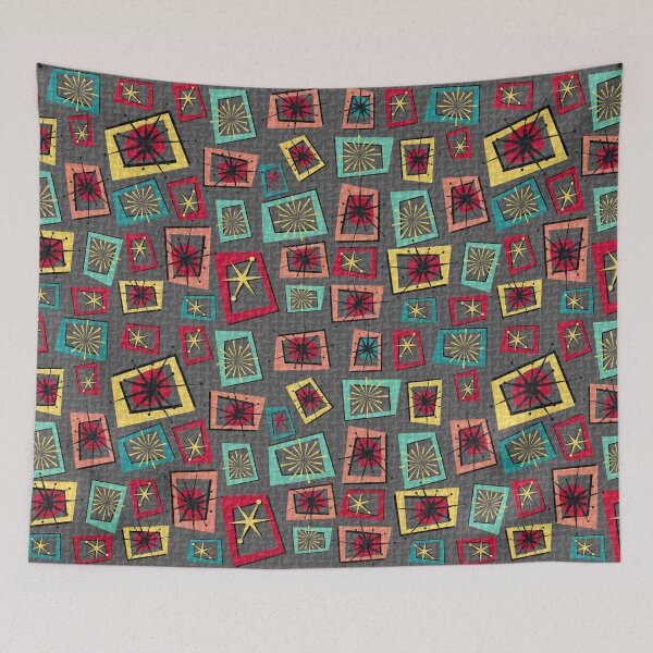 Item preview, Retro pattern No.44a- Mid Century starbursts and irregular rectangles (canvas) designed and sold by TalkingHerds.