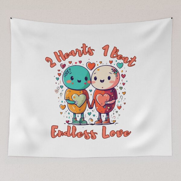 Item preview, 2 Hearts 1 Beat Endless Love Cute characters with many hearts designed and sold by TugForkFinds.