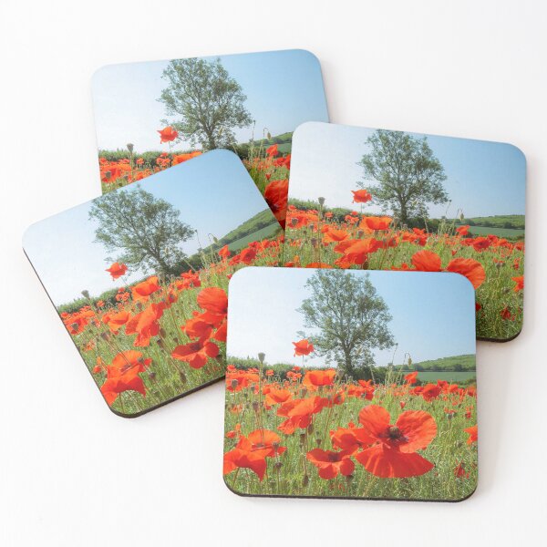 Item preview, Digital Photograph of sunlit poppy field with tree designed and sold by SimonJohnson1.