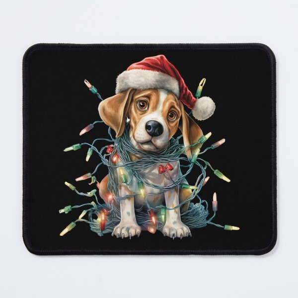 Item preview, Beagle Christmas Tree Light Santa Hat designed and sold by Smix Pixels.