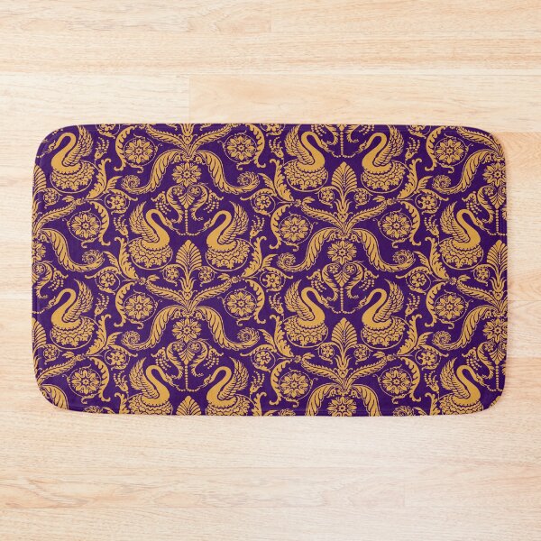 Item preview, Gold on Royal Purple Classy Medieval Damask Swans designed and sold by JamieWetzel.