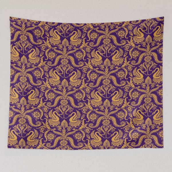 Item preview, Gold on Royal Purple Classy Medieval Damask Swans designed and sold by JamieWetzel.