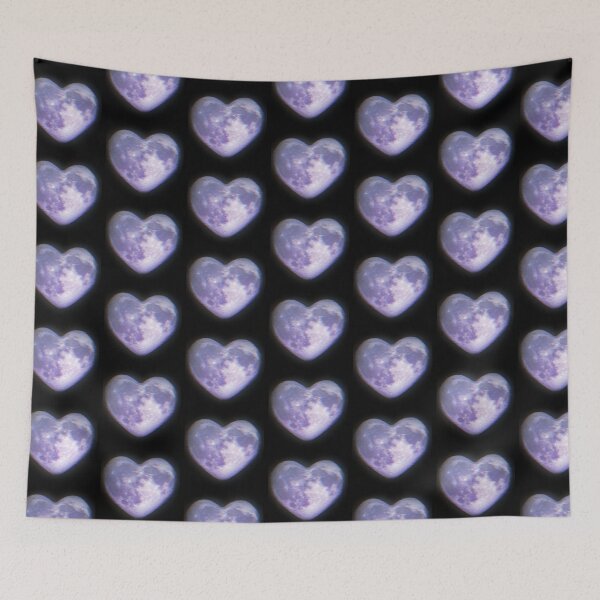 Item preview, Glitchy full moon heart cyber core aesthetic blue  designed and sold by Kayochine.
