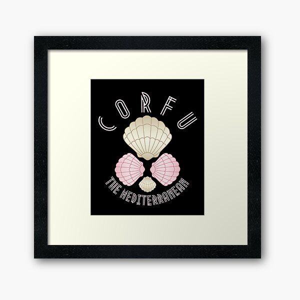 Item preview, Art Deco Mediterranean Islands, Corfu, Greece, Muted Pink Text- Beach / Vacation designed and sold by TimelessLocales.
