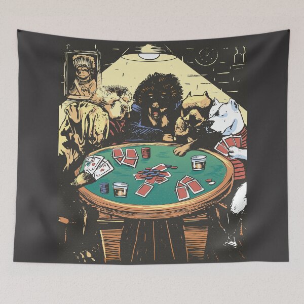 Item preview, Dogs Playing Poker | A Friend in Need | Funny Dog Lover Art  designed and sold by DrawHandArt.