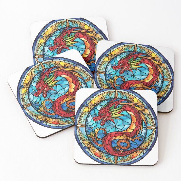 Item preview, colorful stained glass with animals, dragon designed and sold by GroonSpace.