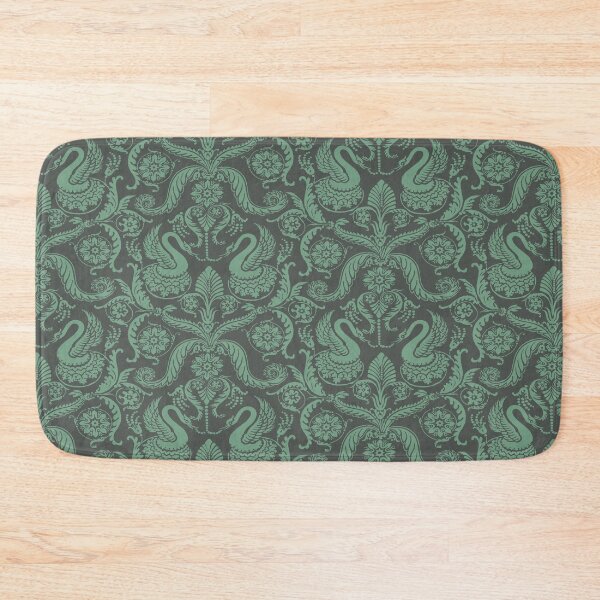 Item preview, Mint Green on Sage Classy Medieval Damask Swans designed and sold by JamieWetzel.
