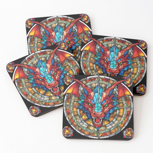 Item preview, colorful stained glass with animals, dragon 1 designed and sold by GroonSpace.