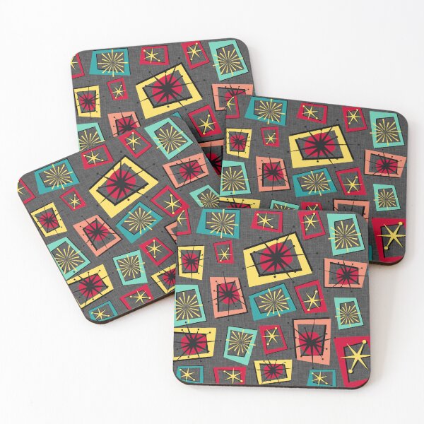 Item preview, Retro pattern No.44b - Mid Century starbursts and irregular rectangles (linen) designed and sold by TalkingHerds.