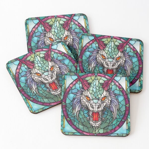 Item preview, colorful stained glass with animals, dragon 2 designed and sold by GroonSpace.