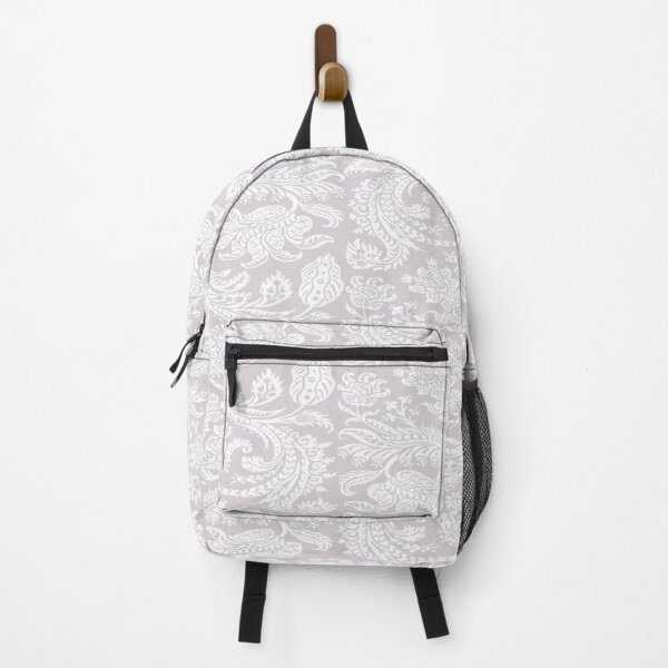 Item preview, White on Warm Grey Medieval Damask Scrolls designed and sold by JamieWetzel.