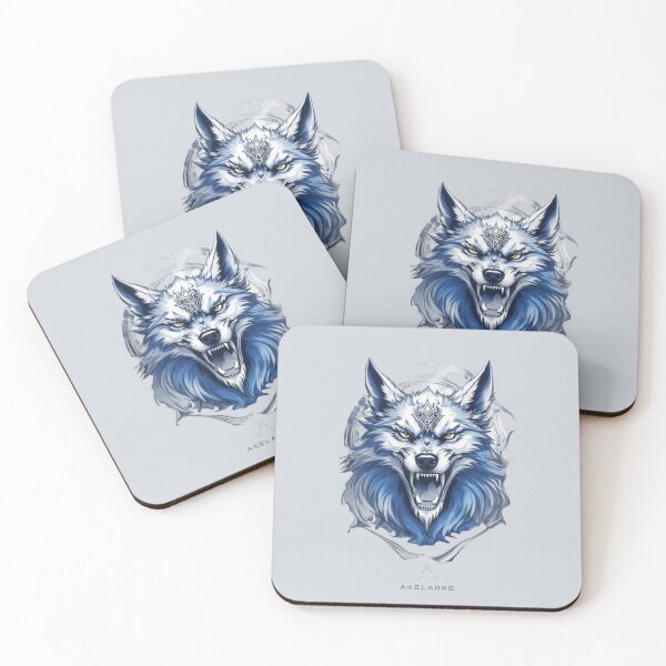 Item preview,  Blue and white tribal wolf, Akelarre designed and sold by AkelarreDesigns.