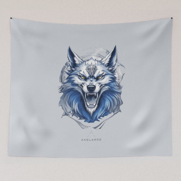 Item preview,  Blue and white tribal wolf, Akelarre designed and sold by AkelarreDesigns.