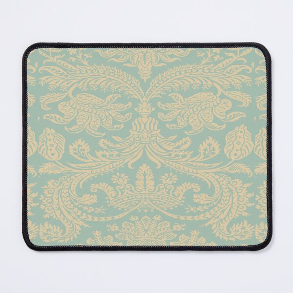 Item preview, Pale Gold on Light Blue/Teal Medieval Damask Scrolls designed and sold by JamieWetzel.