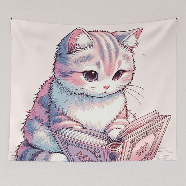 Item preview, Cute cat reading a book designed and sold by Hissa-O.