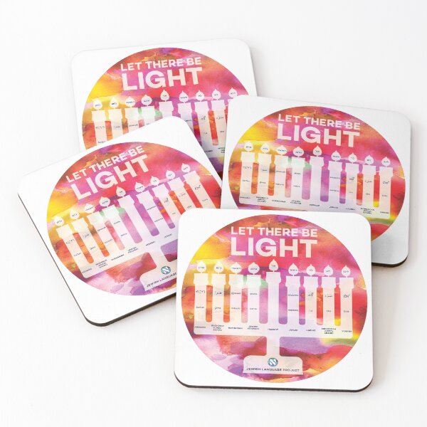 Item preview, Menorah of Light - "Light" in 9 Jewish languages - warm colors designed and sold by Jewish Language Project.