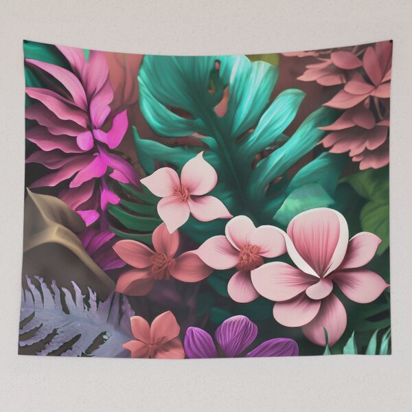 Item preview, Pink, Peach and Purple Jungle Flowers designed and sold by SusanEileenEvans.