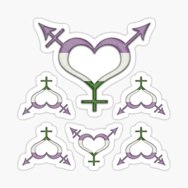 Heart-Shaped Genderqueer Transgender Pride Symbol Sticker