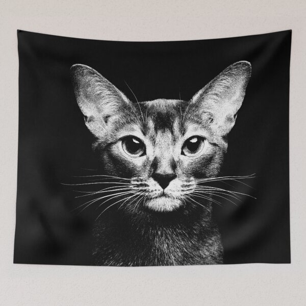 Item preview, Abyssinian cat portrait black and white designed and sold by k9printart.
