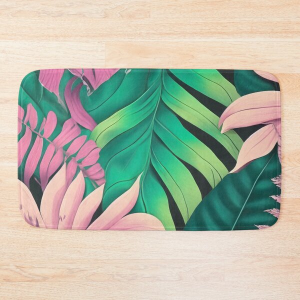 Item preview, Pink and Green Topical Foliage and Flowers  designed and sold by SusanEileenEvans.