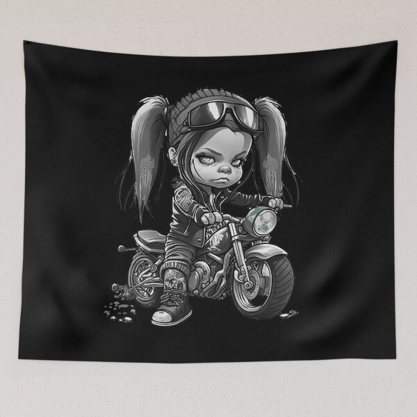Item preview,  Ride or Die Cute Biker Girl in Black and White designed and sold by Uniquely4You2.