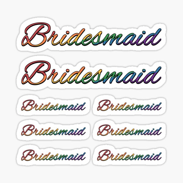 Rainbow Colored Bridesmaid Wedding Typography Sticker