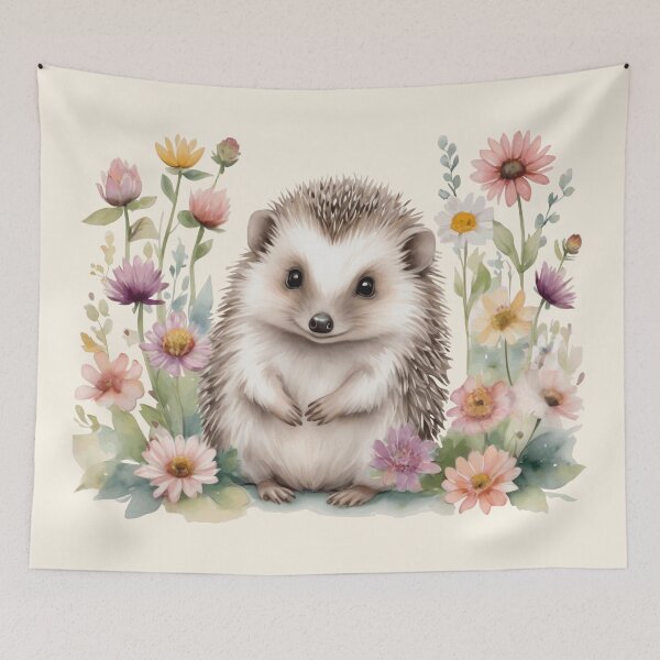 Artikelvorschau, Niedlicher Aquarell-Baby-Igel mit Blumen entworfen und verkauft von lovelyandcute.