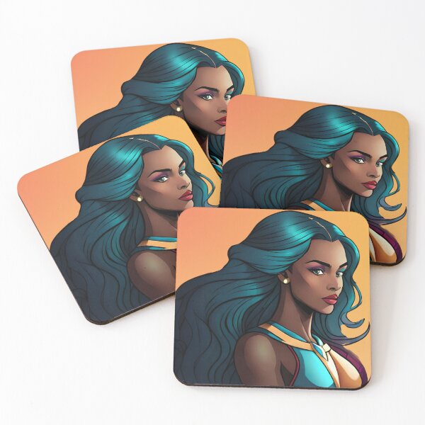 Item preview, Superhero Woman Aqua Gold  Inspirational Animation Comic Designs designed and sold by Melan Designs.