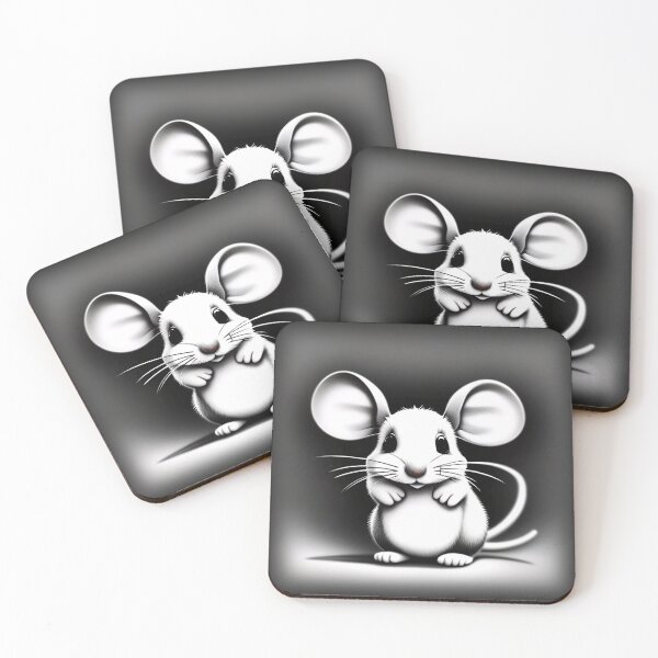 Item preview, "Captivating Monochrome Mouse Illustration: Simple and Charming Cartoon Design" designed and sold by Huycao211.