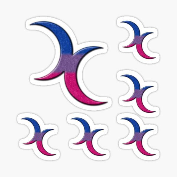 Bisexual Pride Flag Colored Crescent Moons Symbol Sticker