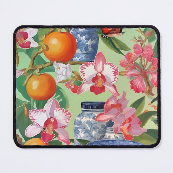 Item preview, orchids, fruits and chinoiserie jars designed and sold by SophieClimaArt.