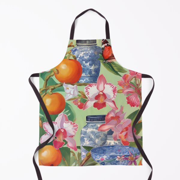 Item preview, orchids, fruits and chinoiserie jars designed and sold by SophieClimaArt.
