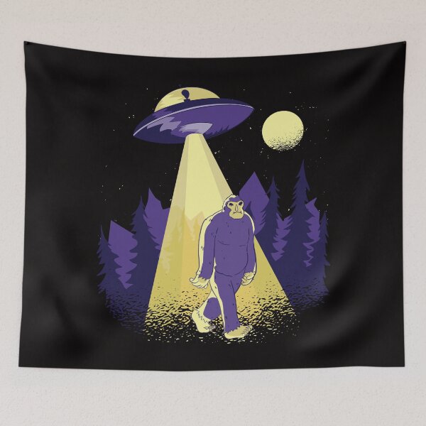 Item preview, Alien Kidnapping Bigfoot Funny UFO Extra-terrestrial Fans designed and sold by DrawHandArt.