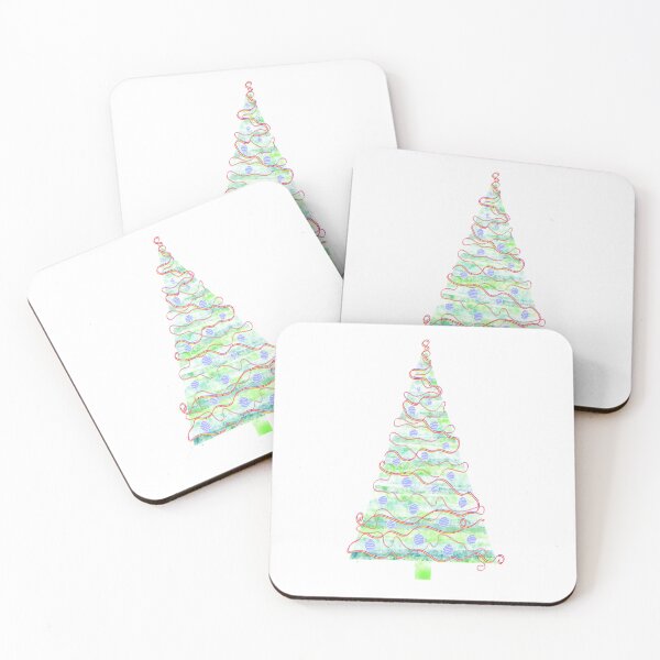 Item preview, Watercolor Christmas Tree, light, delicate blue, green and red. designed and sold by My-fake-places.