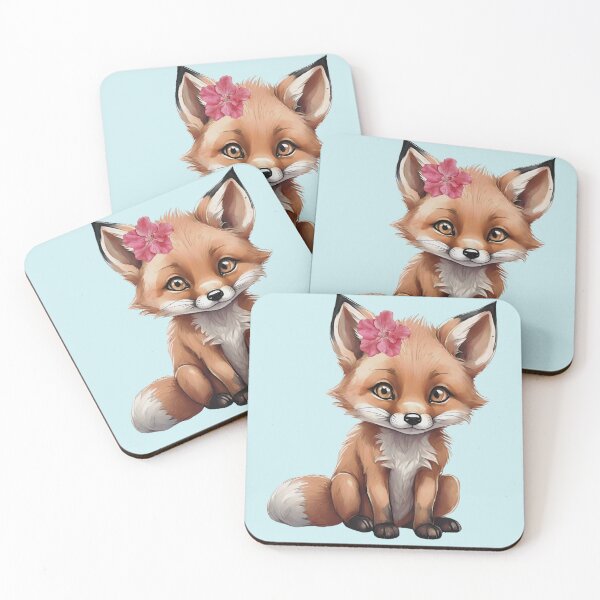 Item preview, LittleGnomad - Little Fox With Pink Flower designed and sold by LittleGnomad.