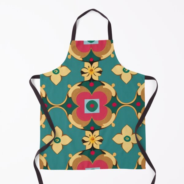 Item preview, Delicate gold flowers on a Teal salmon background designed and sold by Roxburylane.