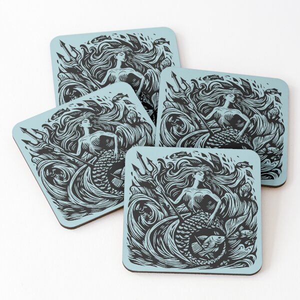 Item preview, Woodcut Mermaid  designed and sold by Texterns.