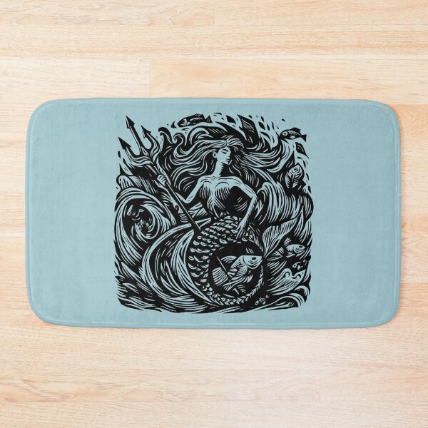 Item preview, Woodcut Mermaid  designed and sold by Texterns.