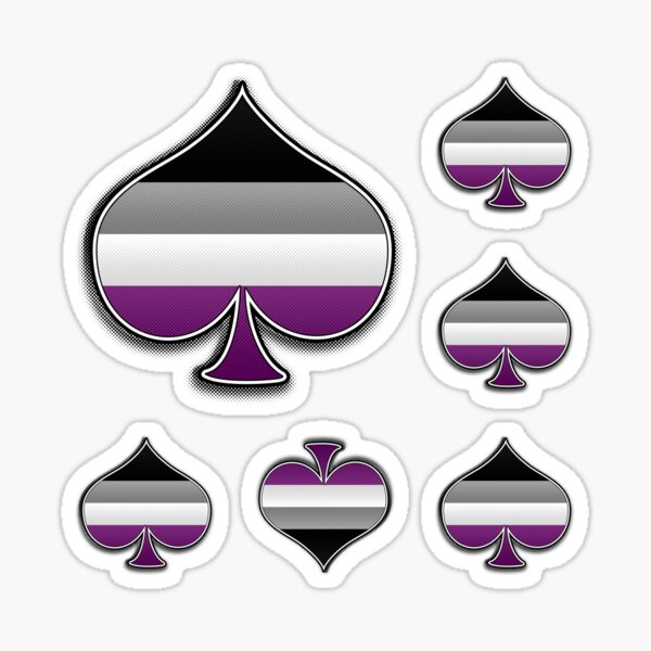Halftone Asexual Pride Ace Symbol with Flag Background Sticker