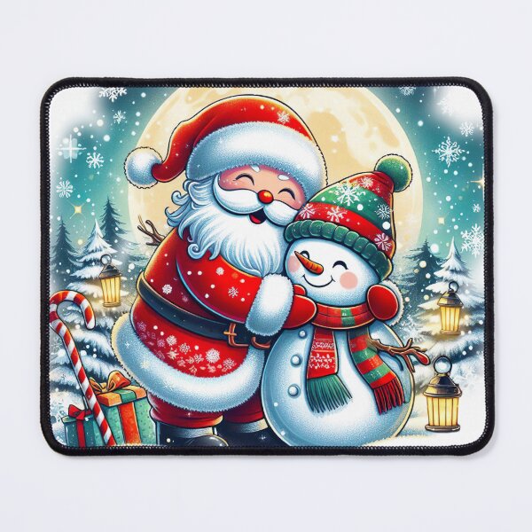 Item preview, "Santa Claus and Cute Snowman: Festive Hug in Whimsical Winter Scene" designed and sold by Huycao211.